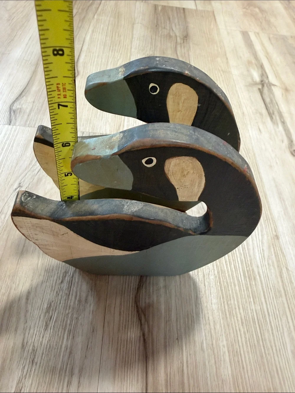 Hand Carved Wooden Duck Napkin Holder Rustic Folk Art Waterfowl Kitchen Table